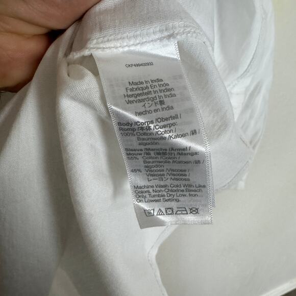 Madewell Puff-Sleeve Drop-Shoulder Knit Top WMNS L White 3/4 Sleeve Relaxed Fit - Picture 7 of 8